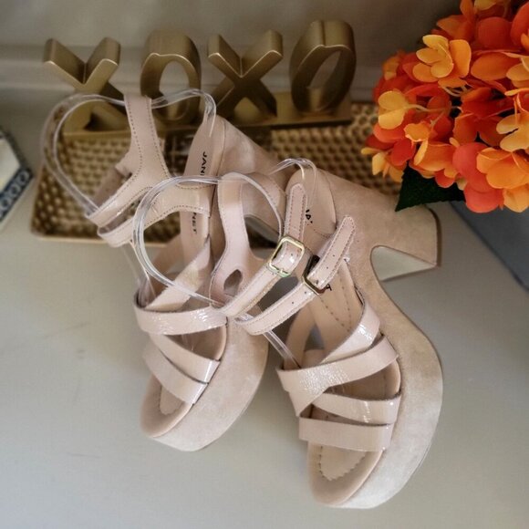 Janet & Janet Nude Platform Chunky Heels Strappy Design EU 36 - Picture 7 of 11